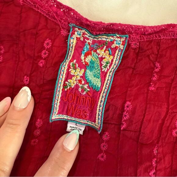 Johnny Was Harper Pink Sleeveless Pleated Tank Blouse size L - Picture 5 of 13